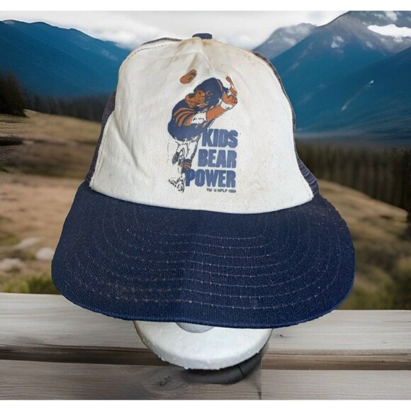 Vintage NFL Kids Chicago Bear Power 1985 AJD Mesh Trucker Snapback Hat Cap - Picture 1 of 11